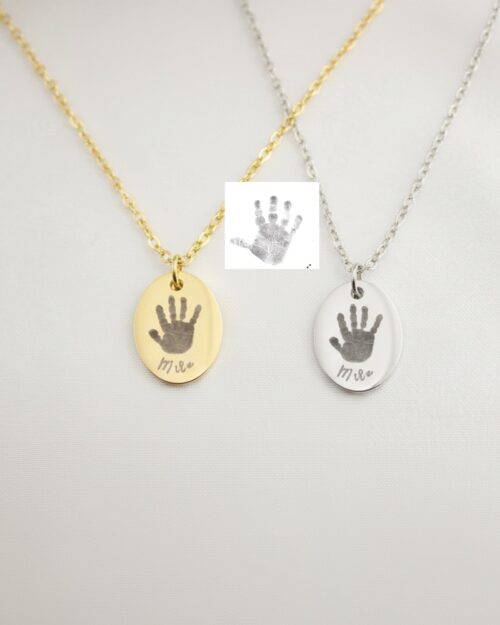 Custom Fingerprint Necklace Oval Pendant