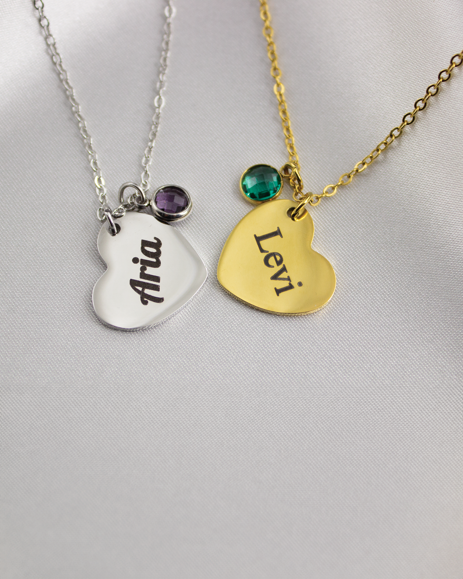 Custom Birthstone Heart Necklace