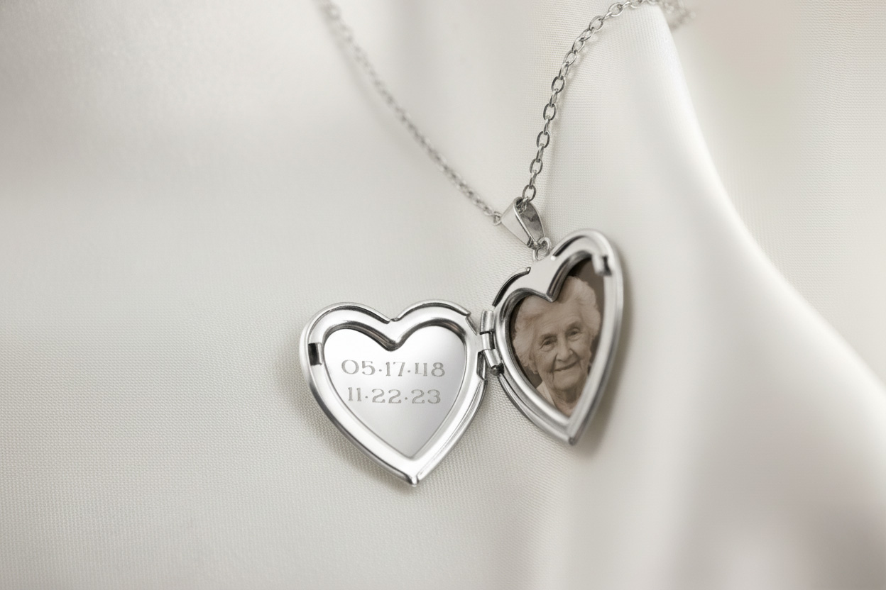 Heart Locket Photo Necklace - Image 4