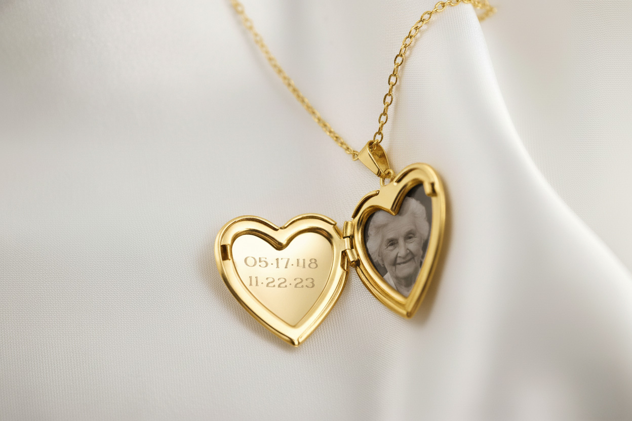 Heart Locket Photo Necklace - Image 6