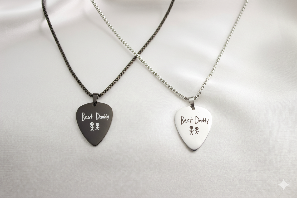 Custom Engraved Guitar Pick Pendant - Image 2