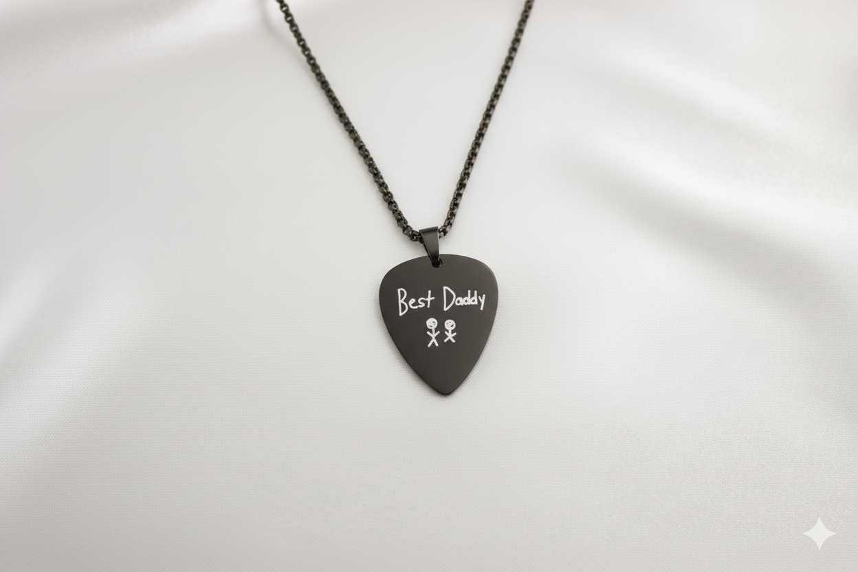 Custom Engraved Guitar Pick Pendant - Image 3