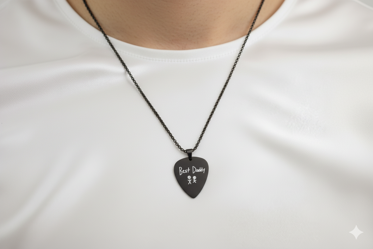 Custom Engraved Guitar Pick Pendant - Image 5