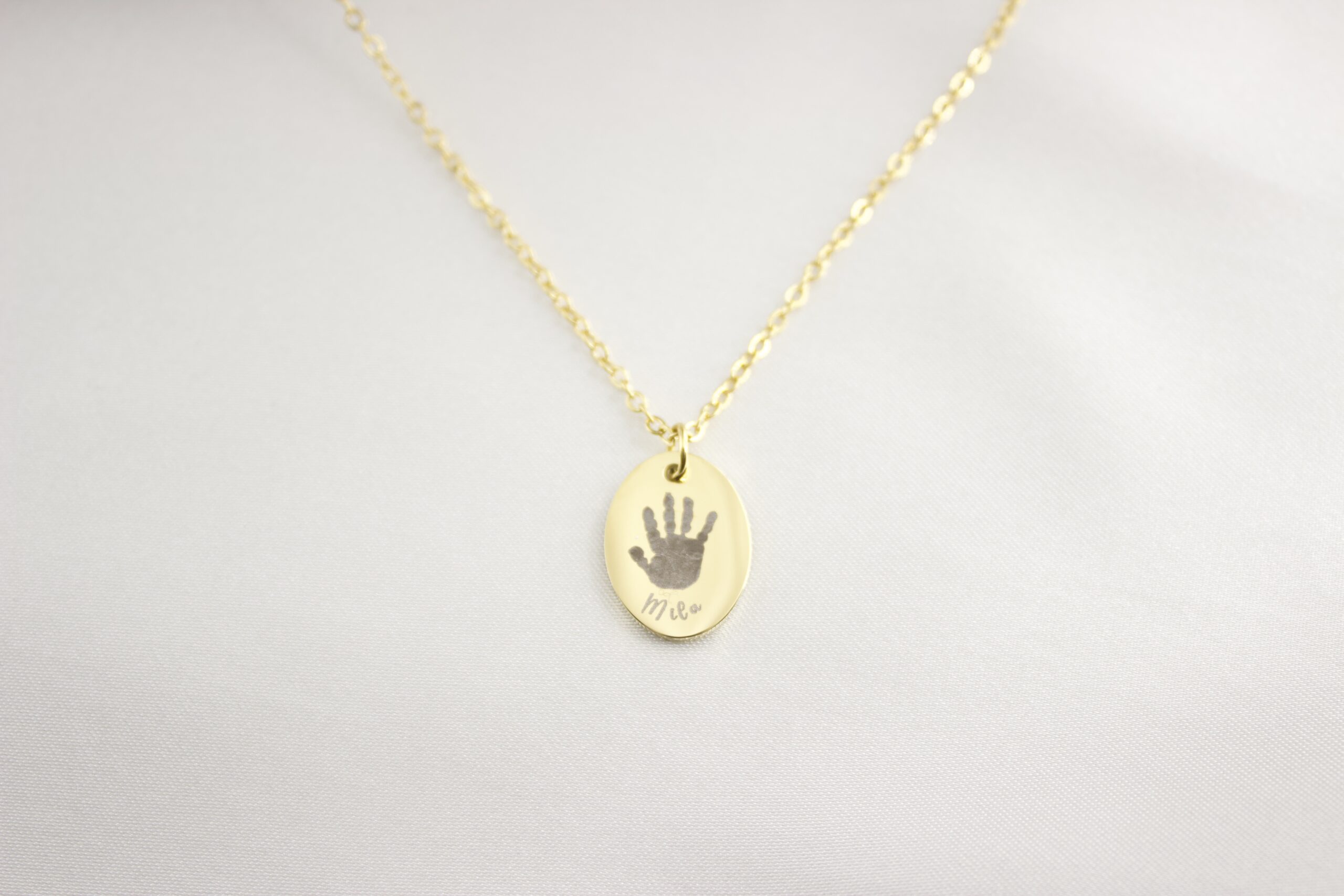 Custom Fingerprint Necklace Oval Pendant - Image 6