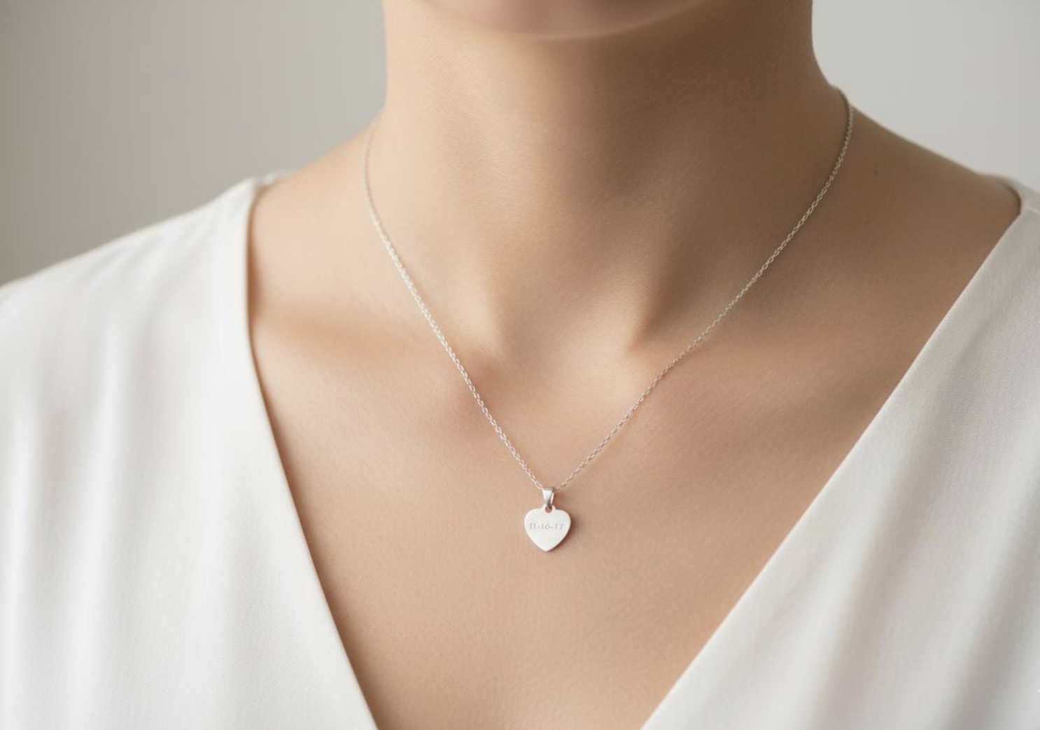 Custom Engraved Heart Pendant Necklace - Image 2