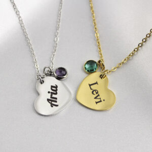 Custom Birthstone Heart Necklace