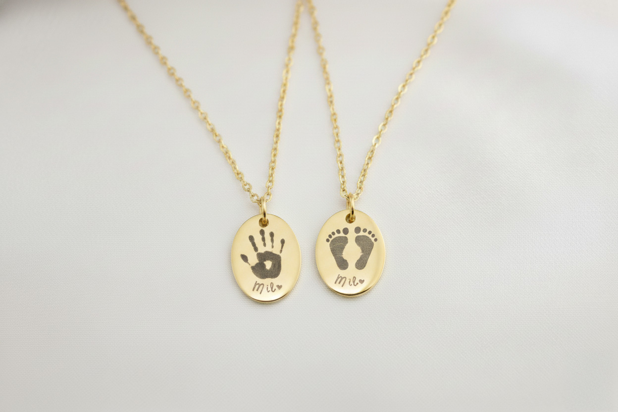 Custom Fingerprint Necklace Oval Pendant - Image 5