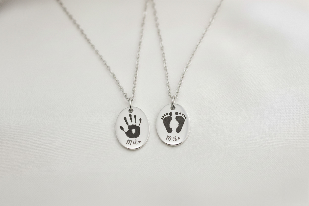 Custom Fingerprint Necklace Oval Pendant - Image 3