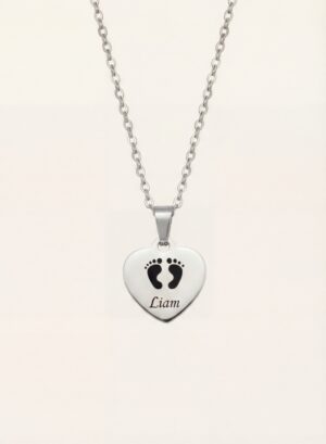 Heart Necklace Footprint