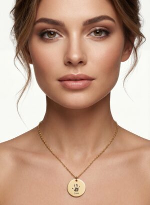 Round Necklace Handprint
